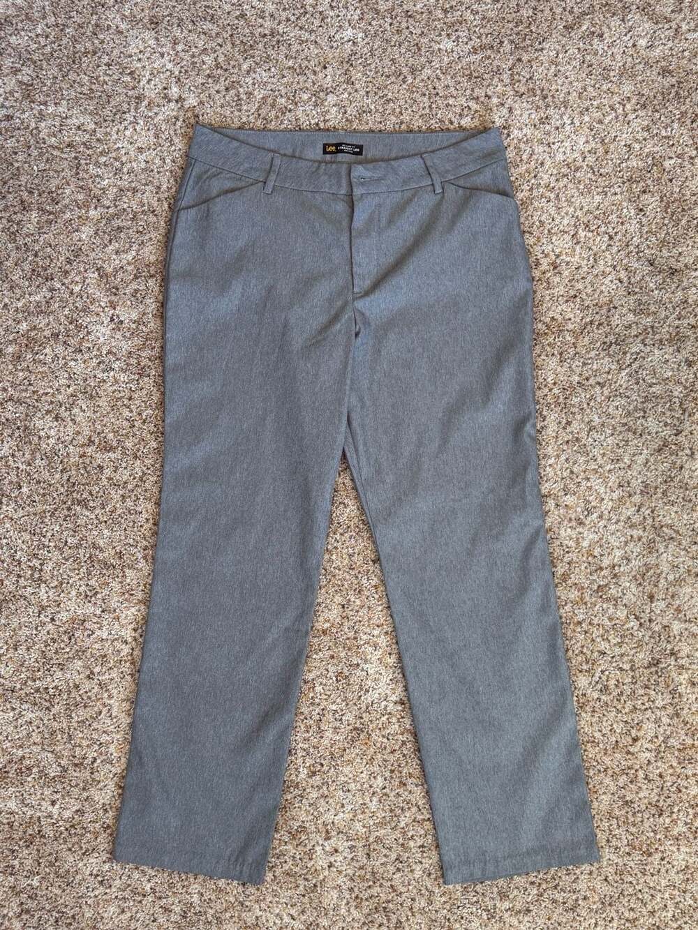 Lee Women's Relaxed Fit Straight Leg Mid Rise Gray Dress Pants Size 12